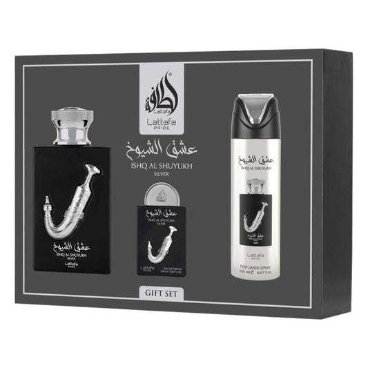 Ishq Al Shuyukh Silver Gift Set by Lattafa